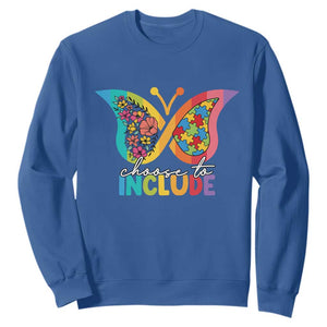 Autism Acceptance Sweatshirt Choose To Include Spectrum Neurodiversity Floral Butterfly TS02 Royal Blue Printyourwear