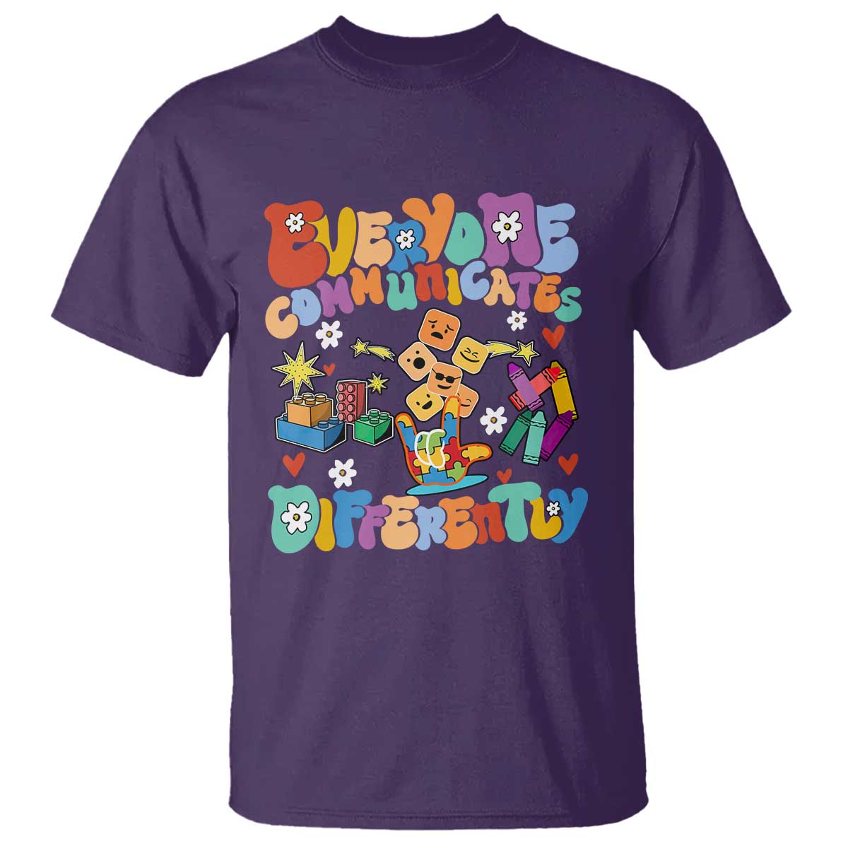 Autism Acceptance Sped Teacher T Shirt Everyone Communicates Differently Special Education TS02 Purple Printyourwear