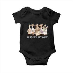 Funny Christian Easter He Is Risen Silly Goose Baby Onesie Cute Faith-Based Geese Parody Gift with Jesus TS02 Black Print Your Wear