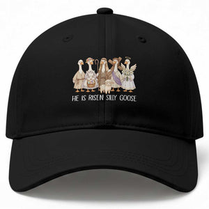 Funny Christian Easter He Is Risen Silly Goose Baseball Cap Cute Faith-Based Geese Parody Gift with Jesus