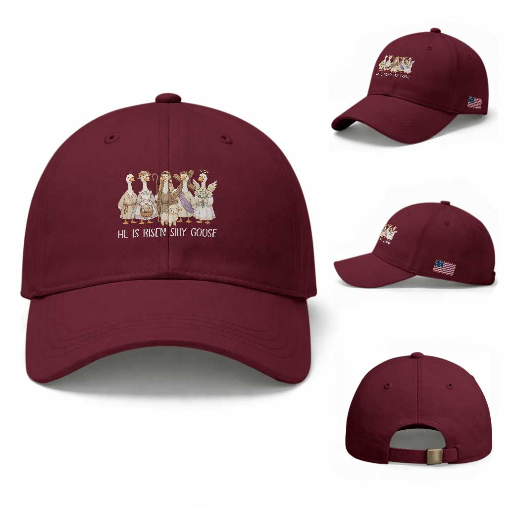 Funny Christian Easter He Is Risen Silly Goose Baseball Cap Cute Faith-Based Geese Parody Gift with Jesus