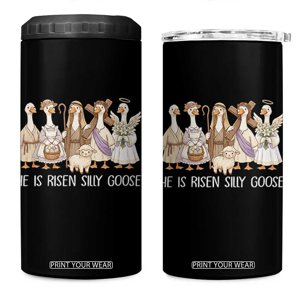 Funny Christian Easter He Is Risen Silly Goose 4 in 1 Can Cooler Tumbler Cute Faith-Based Geese Parody Gift with Jesus TS02 One Size: 16 oz Black Print Your Wear