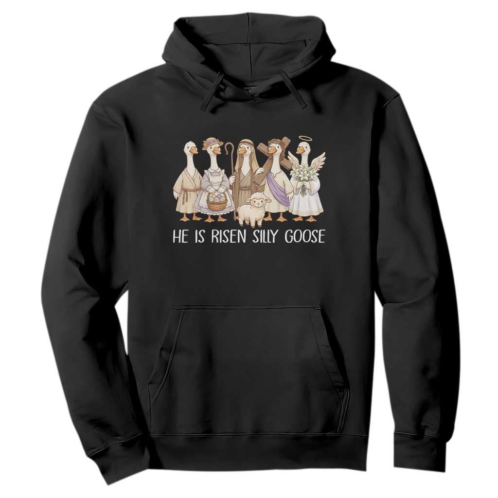 Funny Christian Easter He Is Risen Silly Goose Hoodie Cute Faith-Based Geese Parody Gift with Jesus TS02 Black Print Your Wear