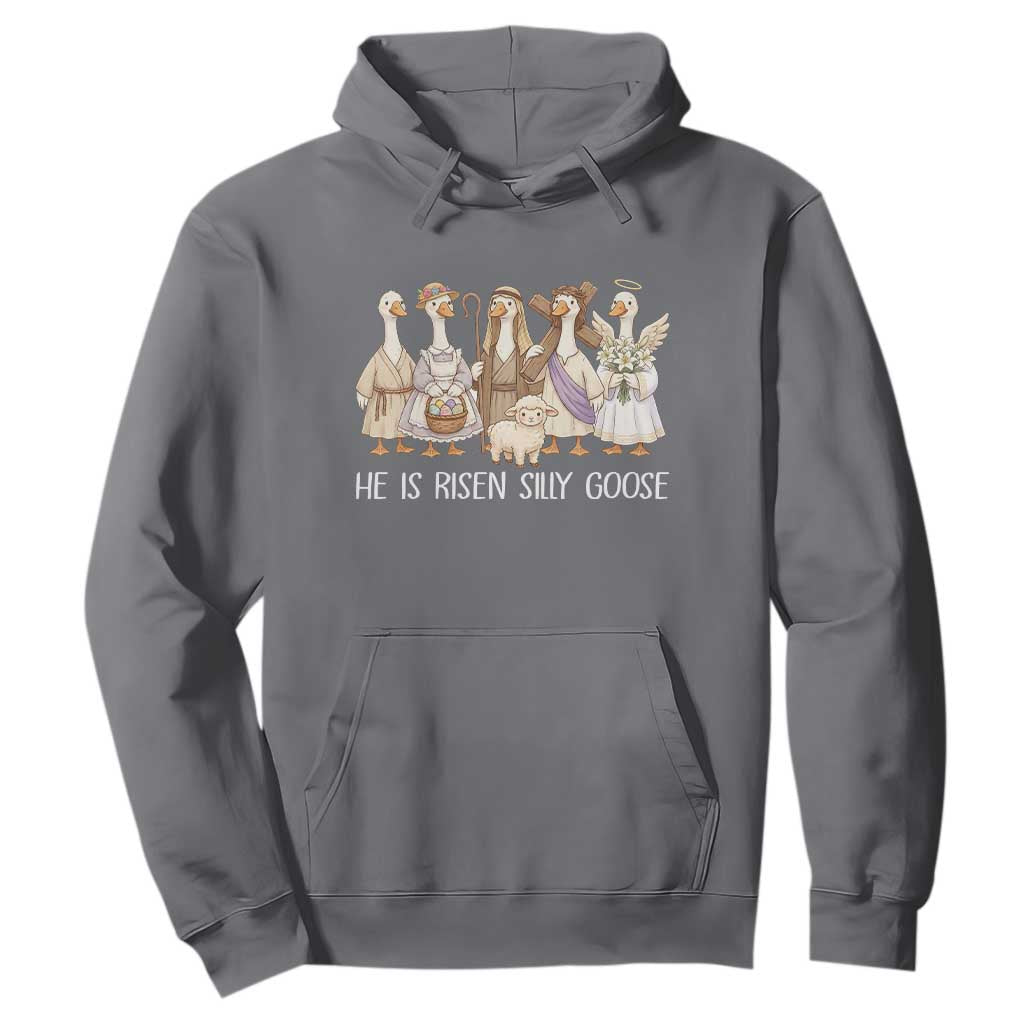 Funny Christian Easter He Is Risen Silly Goose Hoodie Cute Faith-Based Geese Parody Gift with Jesus TS02 Charcoal Print Your Wear