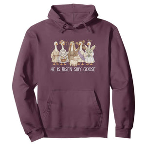 Funny Christian Easter He Is Risen Silly Goose Hoodie Cute Faith-Based Geese Parody Gift with Jesus TS02 Maroon Print Your Wear