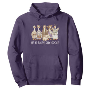 Funny Christian Easter He Is Risen Silly Goose Hoodie Cute Faith-Based Geese Parody Gift with Jesus TS02 Purple Print Your Wear