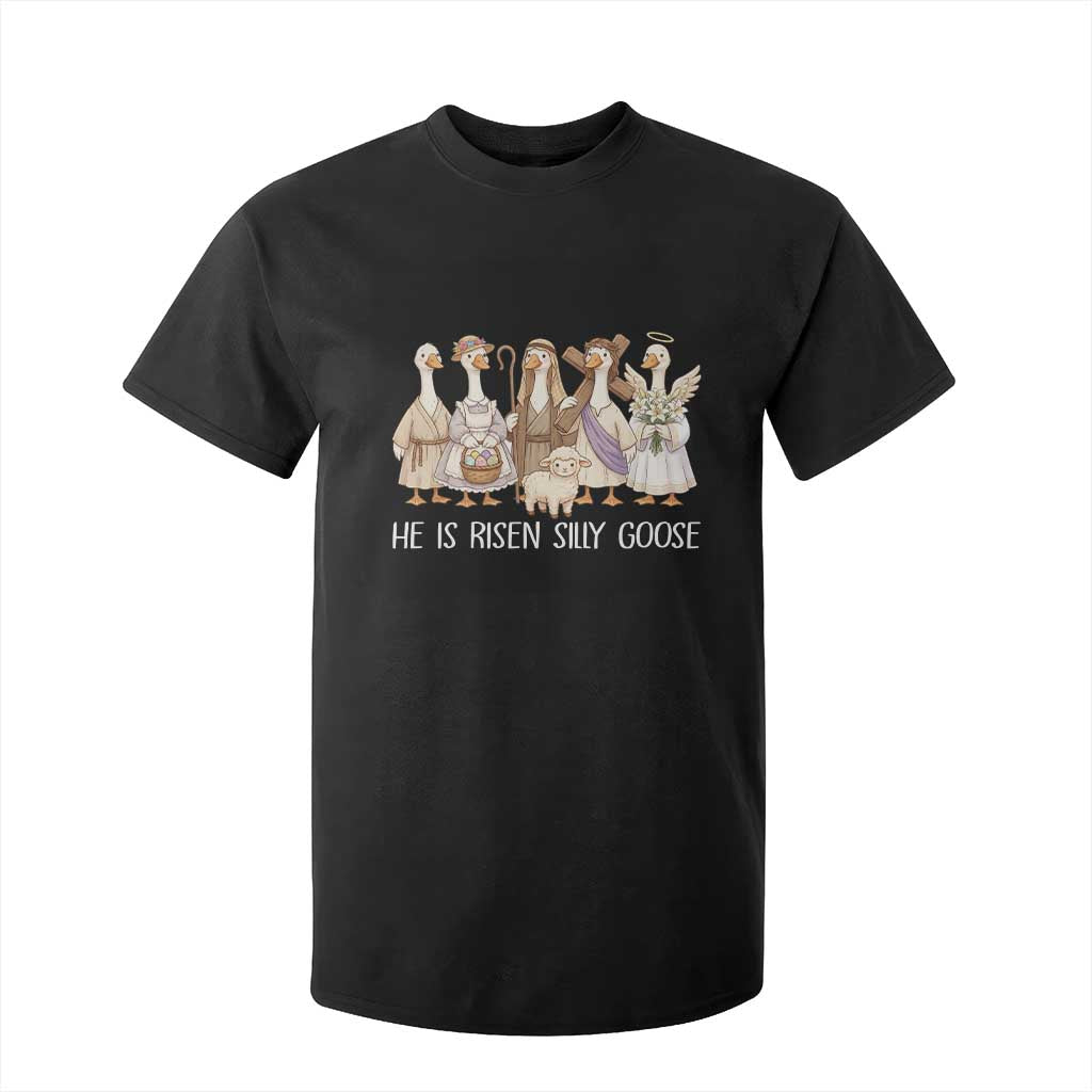 Funny Christian Easter He Is Risen Silly Goose T Shirt For Kid Cute Faith-Based Geese Parody Gift with Jesus TS02 Black Print Your Wear
