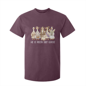 Funny Christian Easter He Is Risen Silly Goose T Shirt For Kid Cute Faith-Based Geese Parody Gift with Jesus TS02 Maroon Print Your Wear