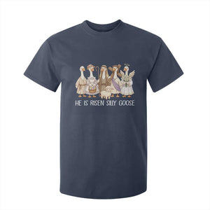 Funny Christian Easter He Is Risen Silly Goose T Shirt For Kid Cute Faith-Based Geese Parody Gift with Jesus TS02 Navy Print Your Wear