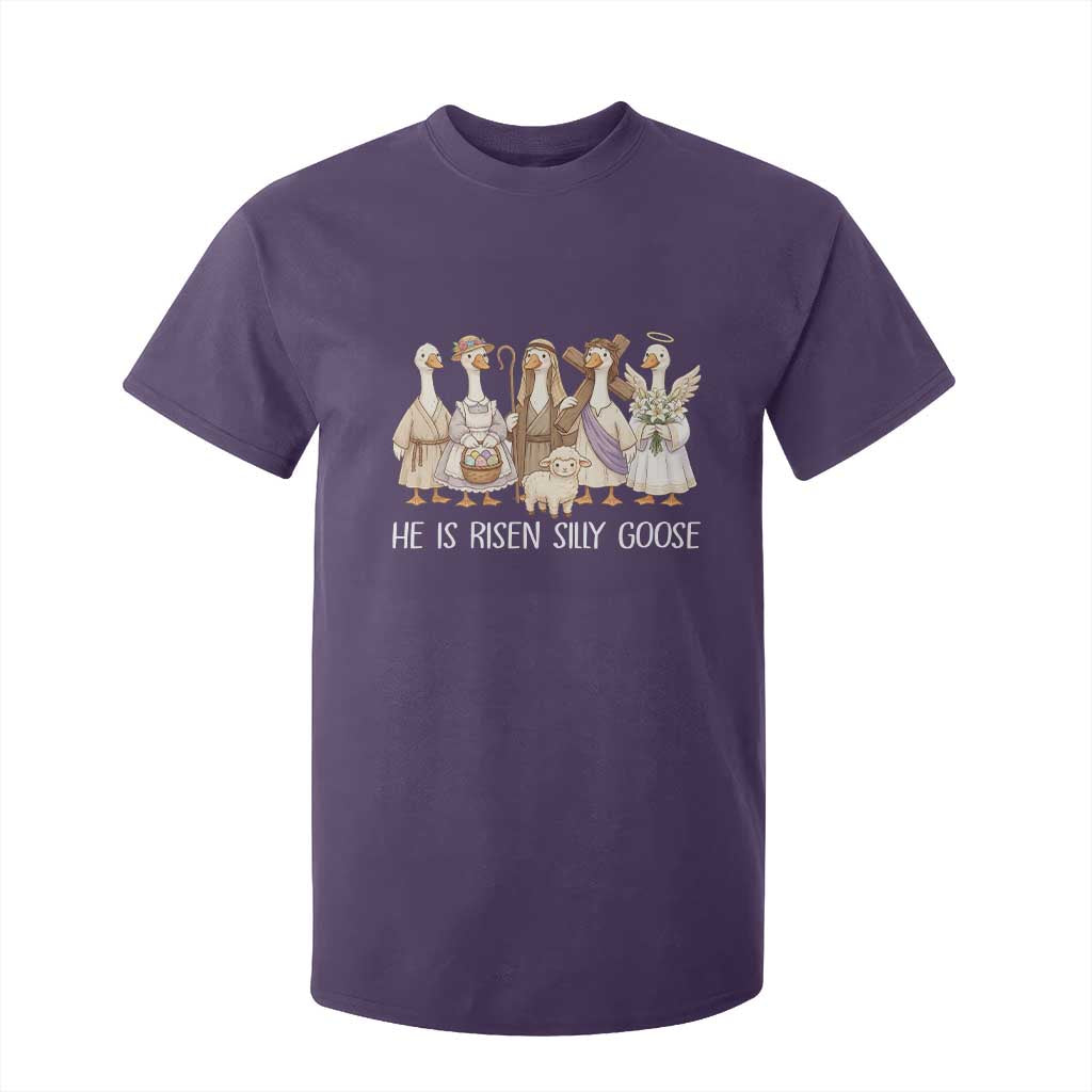 Funny Christian Easter He Is Risen Silly Goose T Shirt For Kid Cute Faith-Based Geese Parody Gift with Jesus TS02 Purple Print Your Wear