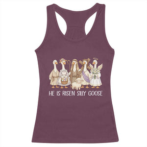 Funny Christian Easter He Is Risen Silly Goose Racerback Tank Top Cute Faith-Based Geese Parody Gift with Jesus TS02 Maroon Print Your Wear