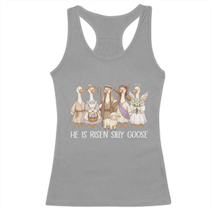 Funny Christian Easter He Is Risen Silly Goose Racerback Tank Top Cute Faith-Based Geese Parody Gift with Jesus TS02 Sport Gray Print Your Wear