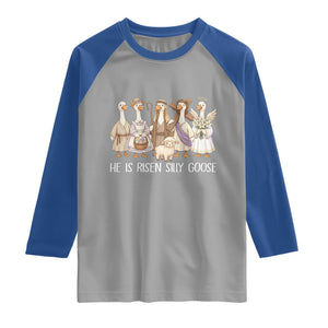 Funny Christian Easter He Is Risen Silly Goose Raglan Shirt Cute Faith-Based Geese Parody Gift with Jesus TS02 Sport Gray Royal Print Your Wear