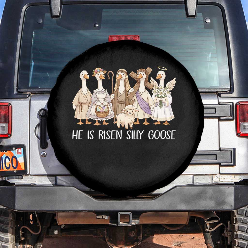 Funny Christian Easter He Is Risen Silly Goose Spare Tire Cover Cute Faith-Based Geese Parody Gift with Jesus TS02 No hole Black Print Your Wear