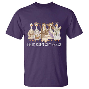 Funny Christian Easter He Is Risen Silly Goose T Shirt Cute Faith-Based Geese Parody Gift with Jesus TS02 Purple Print Your Wear