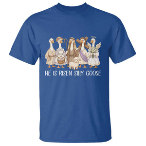 Funny Christian Easter He Is Risen Silly Goose T Shirt Cute Faith-Based Geese Parody Gift with Jesus TS02 Royal Blue Print Your Wear