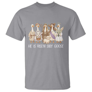 Funny Christian Easter He Is Risen Silly Goose T Shirt Cute Faith-Based Geese Parody Gift with Jesus TS02 Sport Gray Print Your Wear
