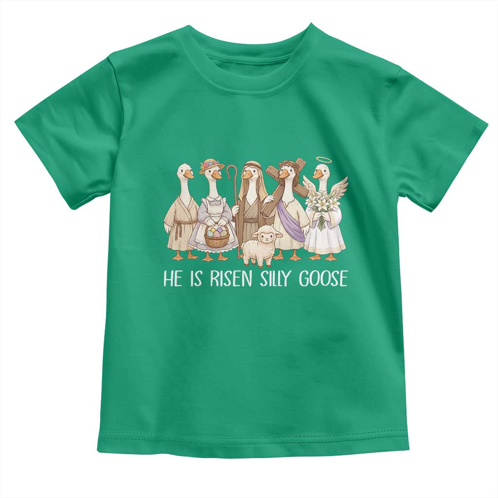 Funny Christian Easter He Is Risen Silly Goose Toddler T Shirt Cute Faith-Based Geese Parody Gift with Jesus TS02 Irish Green Print Your Wear