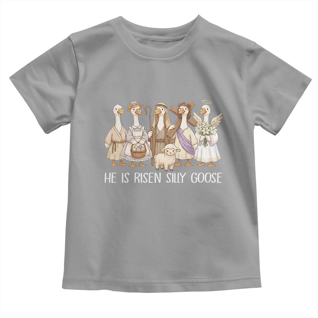 Funny Christian Easter He Is Risen Silly Goose Toddler T Shirt Cute Faith-Based Geese Parody Gift with Jesus TS02 Sport Gray Print Your Wear