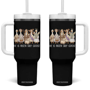 Funny Christian Easter He Is Risen Silly Goose Tumbler With Handle Cute Faith-Based Geese Parody Gift with Jesus TS02 One Size: 40 oz Black Print Your Wear