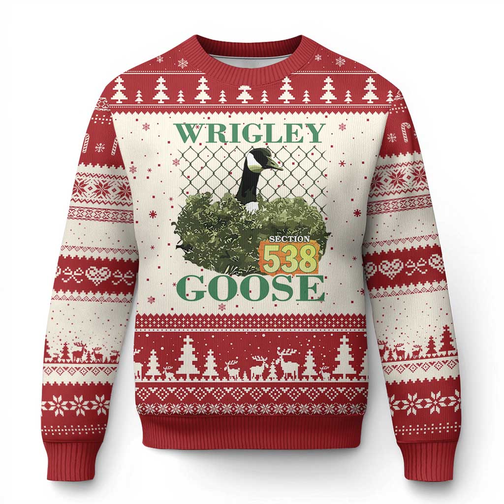 Funny Wrigley Goose Ugly Christmas Sweater Section 538 Chicago TS02 Beige Red Print Your Wear