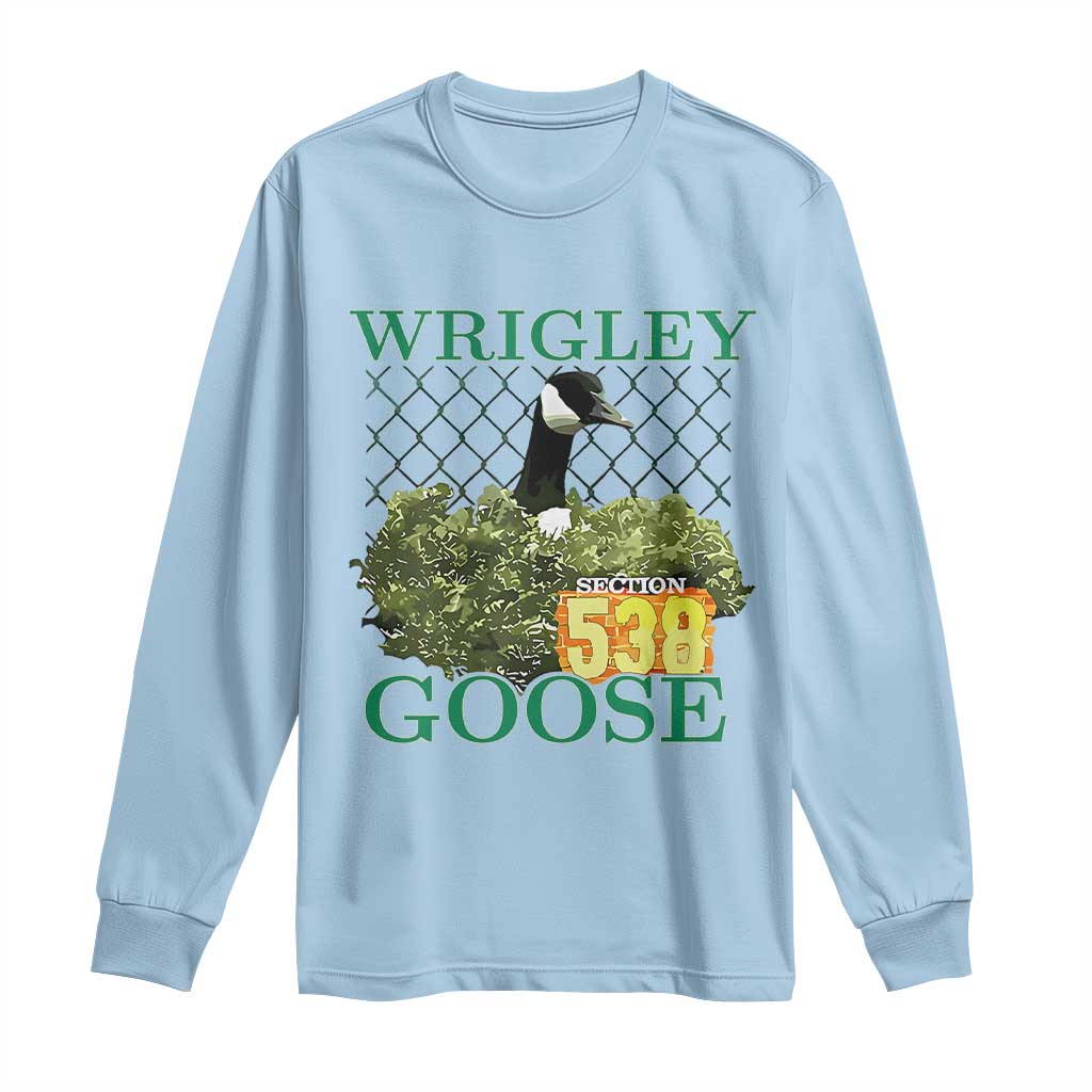 Funny Wrigley Goose Long Sleeve Shirt Section 538 Chicago TS02 Light Blue Print Your Wear