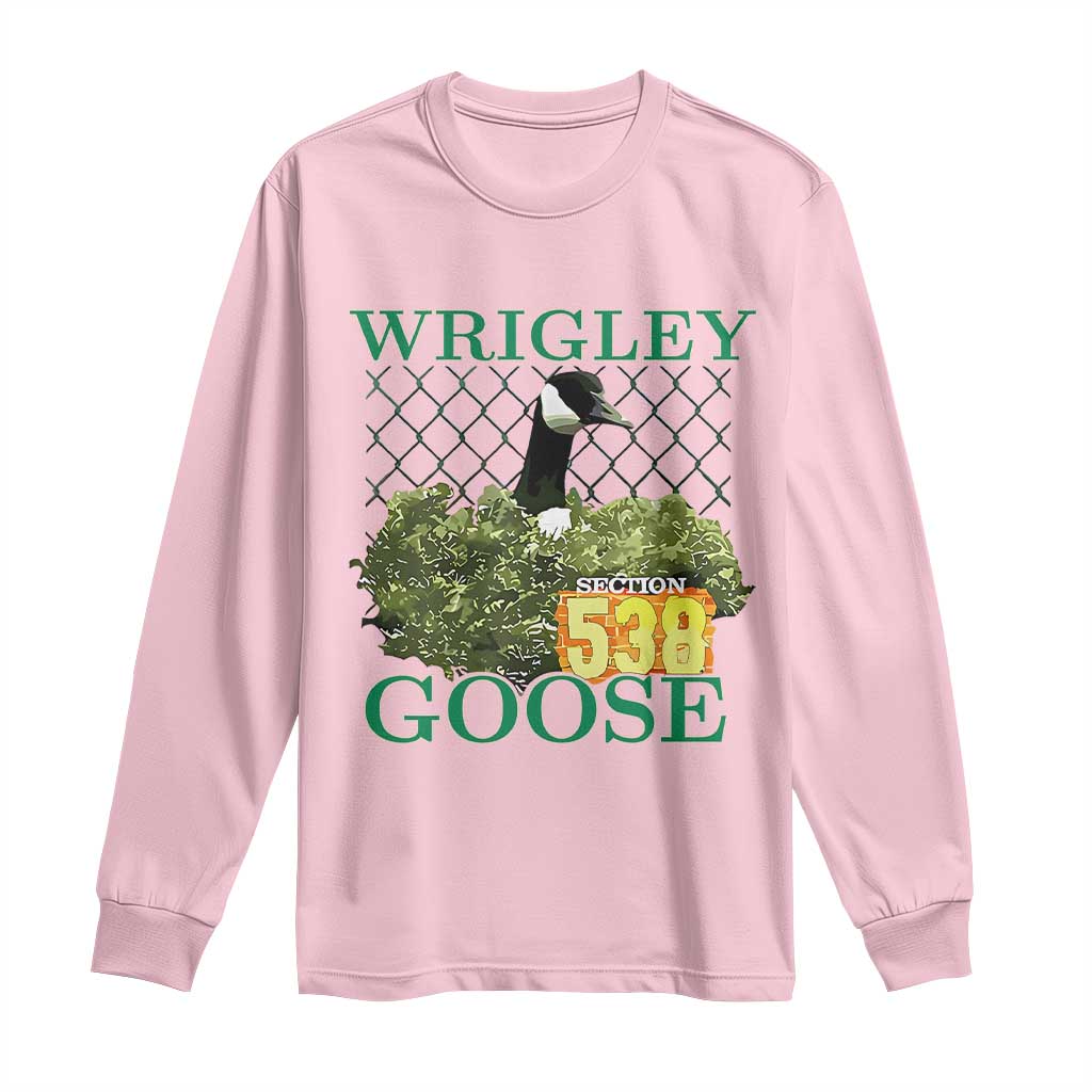 Funny Wrigley Goose Long Sleeve Shirt Section 538 Chicago TS02 Light Pink Print Your Wear