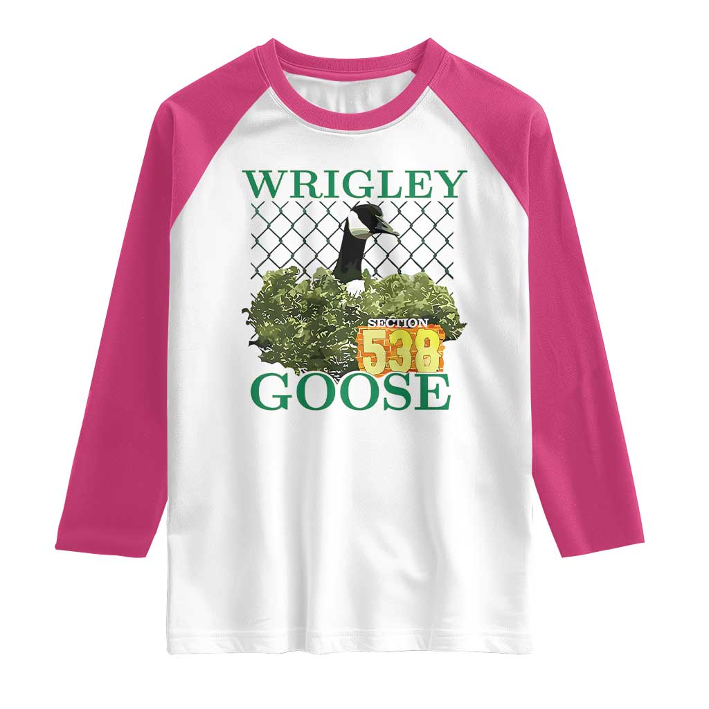 Funny Wrigley Goose Raglan Shirt Section 538 Chicago TS02 White Heliconia Print Your Wear