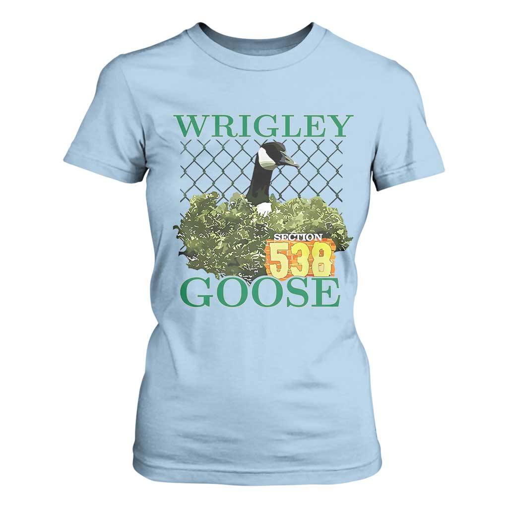 Funny Wrigley Goose T Shirt For Women Section 538 Chicago TS02 Light Blue Print Your Wear