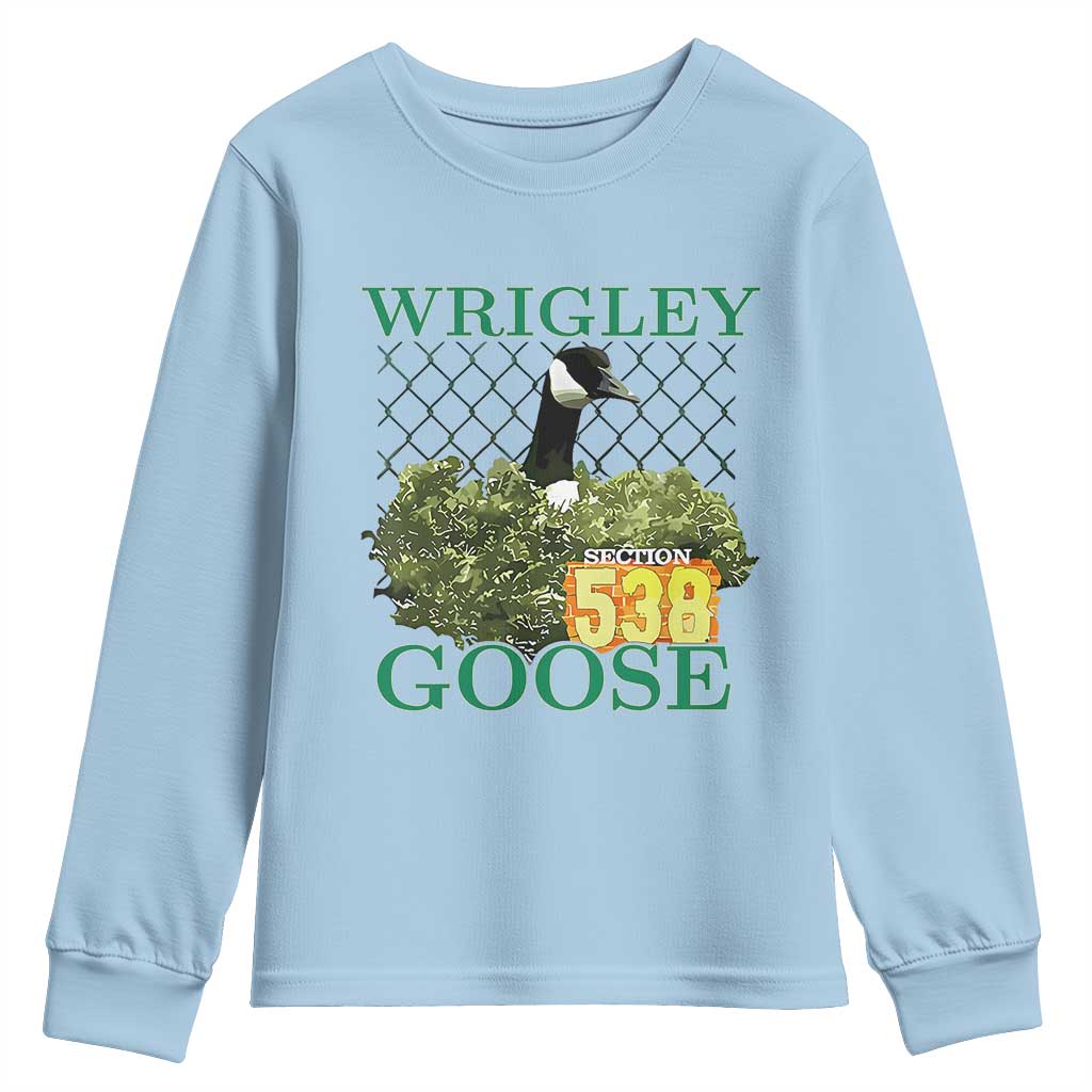 Funny Wrigley Goose Youth Sweatshirt Section 538 Chicago TS02 Light Blue Print Your Wear