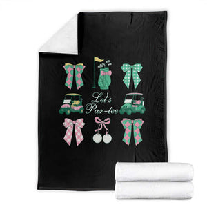 Lets Par-tee Coquette Golf Bows Throw Blanket Preppy Pink and Green Golf Cart n Bag Golfing Lover Club TS02 Black Print Your Wear