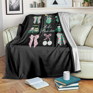 Lets Par-tee Coquette Golf Bows Throw Blanket Preppy Pink and Green Golf Cart n Bag Golfing Lover Club TS02 Print Your Wear