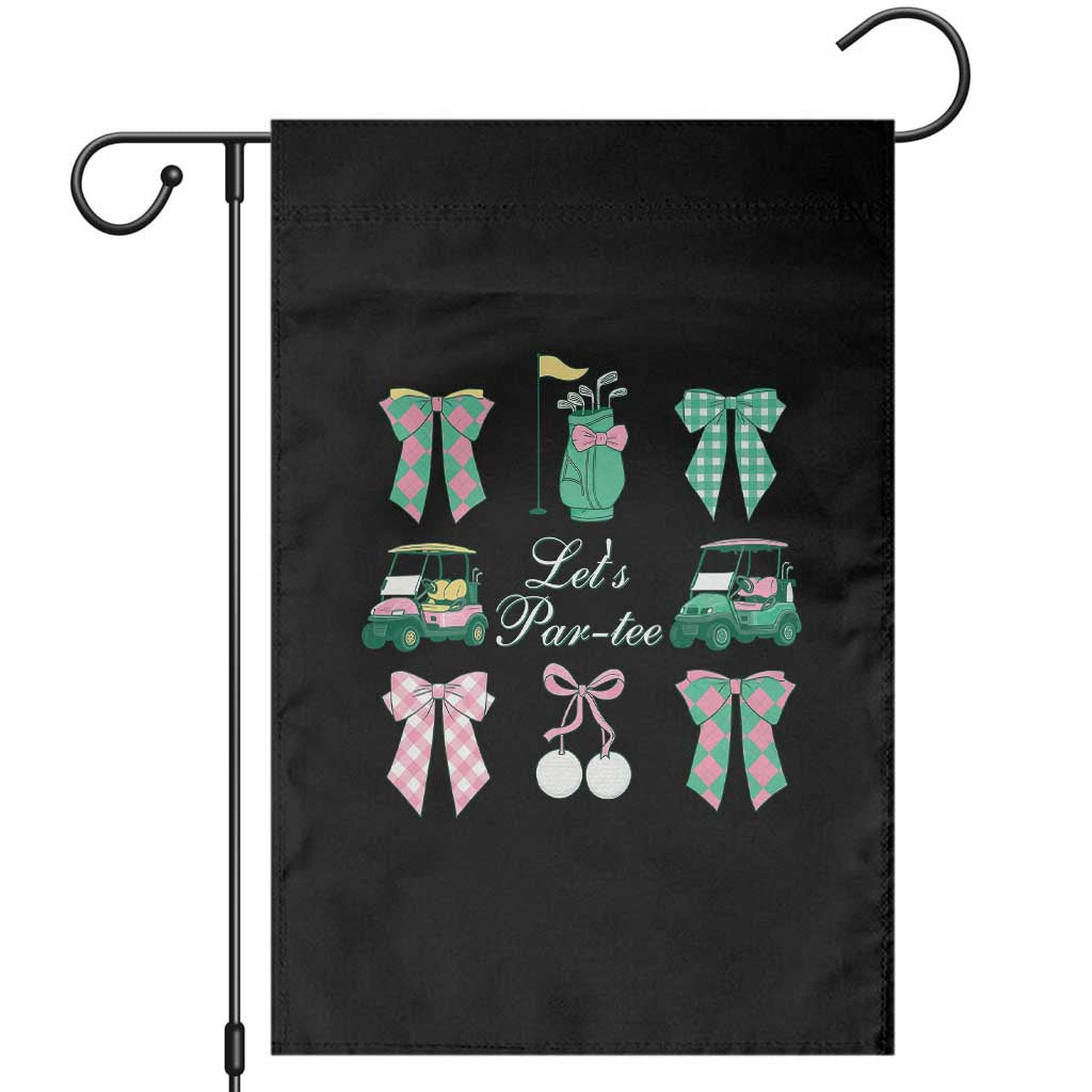 Lets Par-tee Coquette Golf Bows Garden Flag Preppy Pink and Green Golf Cart n Bag Golfing Lover Club TS02 Black Print Your Wear