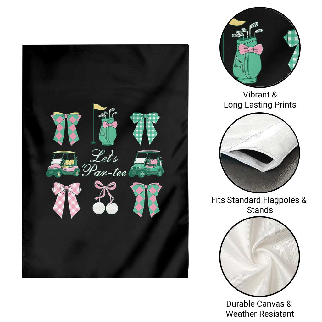 Lets Par-tee Coquette Golf Bows Garden Flag Preppy Pink and Green Golf Cart n Bag Golfing Lover Club TS02 Print Your Wear