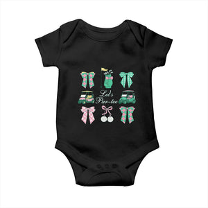 Lets Par-tee Coquette Golf Bows Baby Onesie Preppy Pink and Green Golf Cart n Bag Golfing Lover Club TS02 Black Print Your Wear