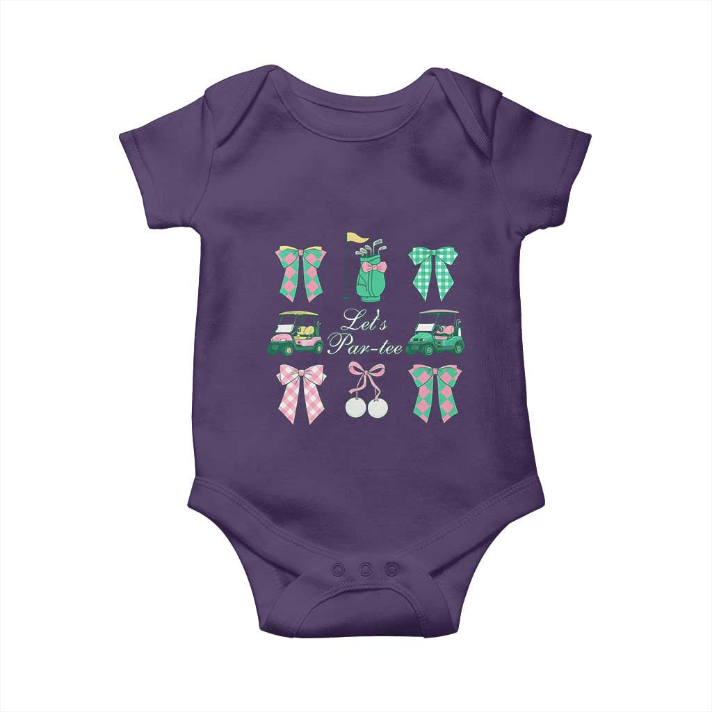 Lets Par-tee Coquette Golf Bows Baby Onesie Preppy Pink and Green Golf Cart n Bag Golfing Lover Club TS02 Purple Print Your Wear