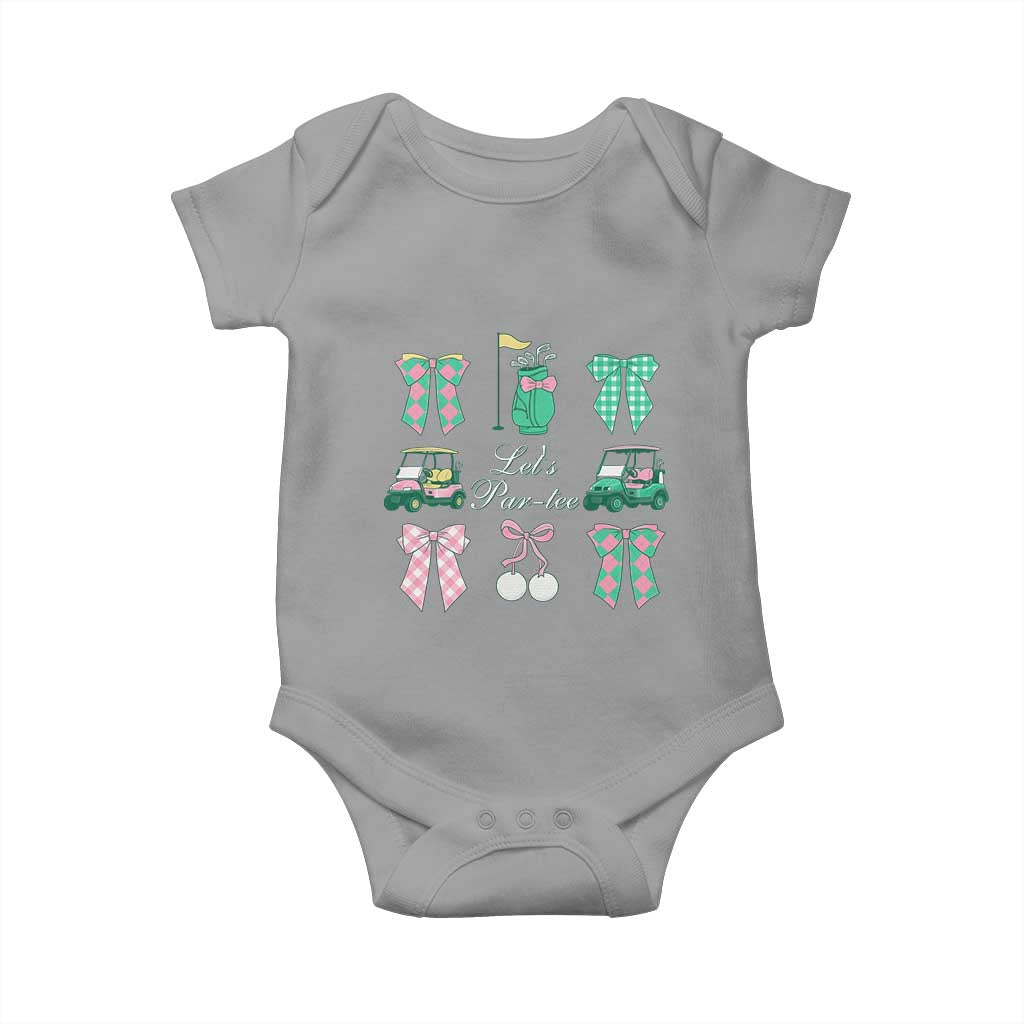 Lets Par-tee Coquette Golf Bows Baby Onesie Preppy Pink and Green Golf Cart n Bag Golfing Lover Club TS02 Sport Gray Print Your Wear