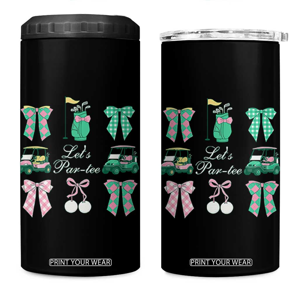 Lets Par-tee Coquette Golf Bows 4 in 1 Can Cooler Tumbler Preppy Pink and Green Golf Cart n Bag Golfing Lover Club TS02 One Size: 16 oz Black Print Your Wear