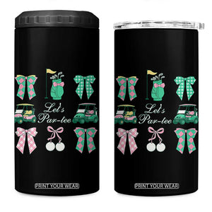 Lets Par-tee Coquette Golf Bows 4 in 1 Can Cooler Tumbler Preppy Pink and Green Golf Cart n Bag Golfing Lover Club TS02 One Size: 16 oz Black Print Your Wear