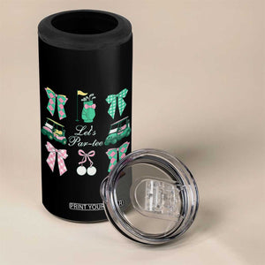 Lets Par-tee Coquette Golf Bows 4 in 1 Can Cooler Tumbler Preppy Pink and Green Golf Cart n Bag Golfing Lover Club TS02 Print Your Wear