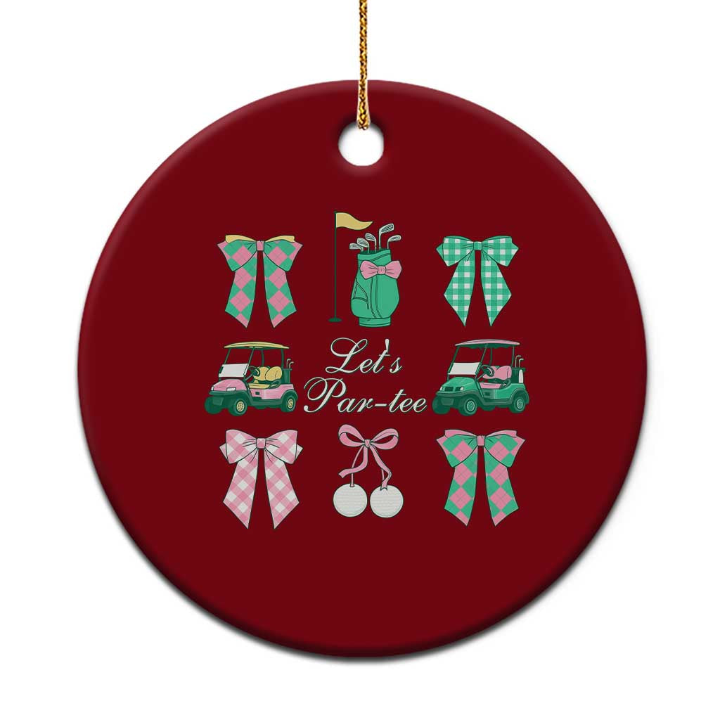Lets Par-tee Coquette Golf Bows Ceramic Ornament Preppy Pink and Green Golf Cart n Bag Golfing Lover Club TS02 1pc Red Print Your Wear