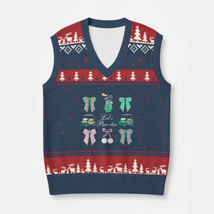 Lets Par-tee Coquette Golf Bows V-Neck Knit Sweater Vest Preppy Pink and Green Golf Cart n Bag Golfing Lover Club TS02 Navy Red Print Your Wear