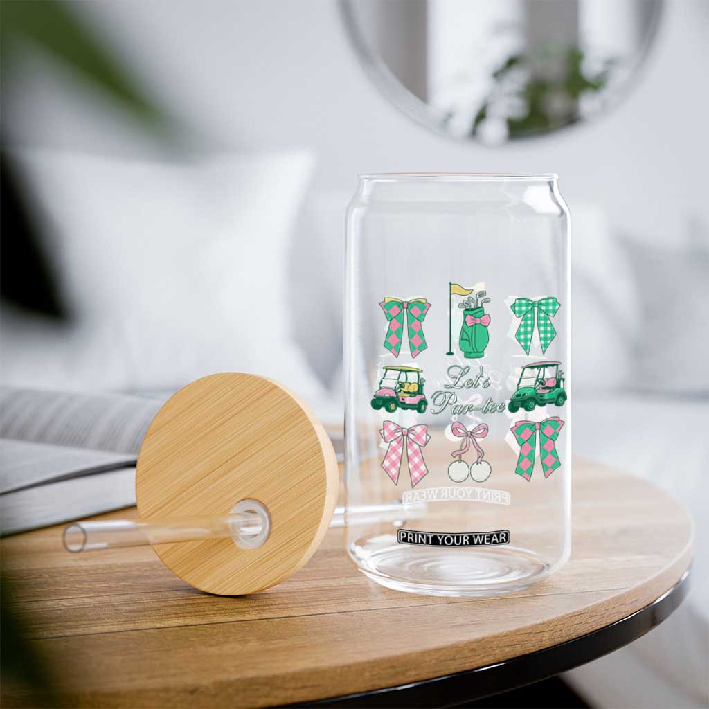 Lets Par-tee Coquette Golf Bows Glass Can Preppy Pink and Green Golf Cart n Bag Golfing Lover Club TS02 Print Your Wear