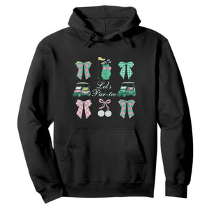 Lets Par-tee Coquette Golf Bows Hoodie Preppy Pink and Green Golf Cart n Bag Golfing Lover Club TS02 Black Print Your Wear