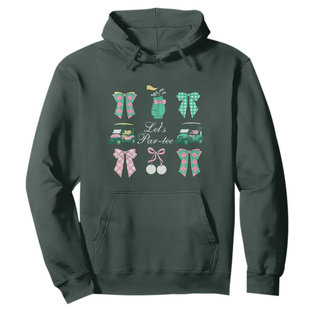 Lets Par-tee Coquette Golf Bows Hoodie Preppy Pink and Green Golf Cart n Bag Golfing Lover Club TS02 Dark Forest Green Print Your Wear