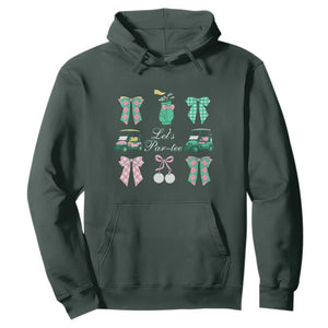 Lets Par-tee Coquette Golf Bows Hoodie Preppy Pink and Green Golf Cart n Bag Golfing Lover Club TS02 Dark Forest Green Print Your Wear