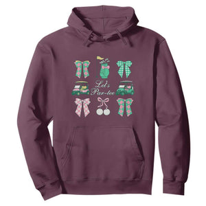 Lets Par-tee Coquette Golf Bows Hoodie Preppy Pink and Green Golf Cart n Bag Golfing Lover Club TS02 Maroon Print Your Wear