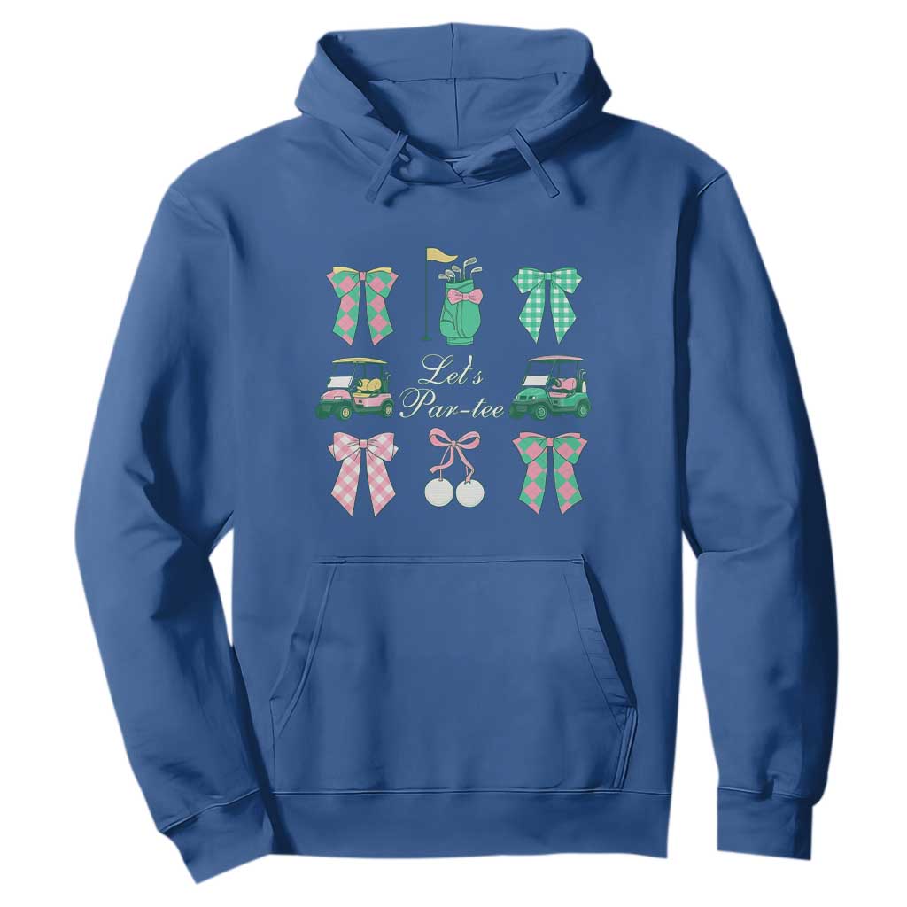Lets Par-tee Coquette Golf Bows Hoodie Preppy Pink and Green Golf Cart n Bag Golfing Lover Club TS02 Royal Blue Print Your Wear