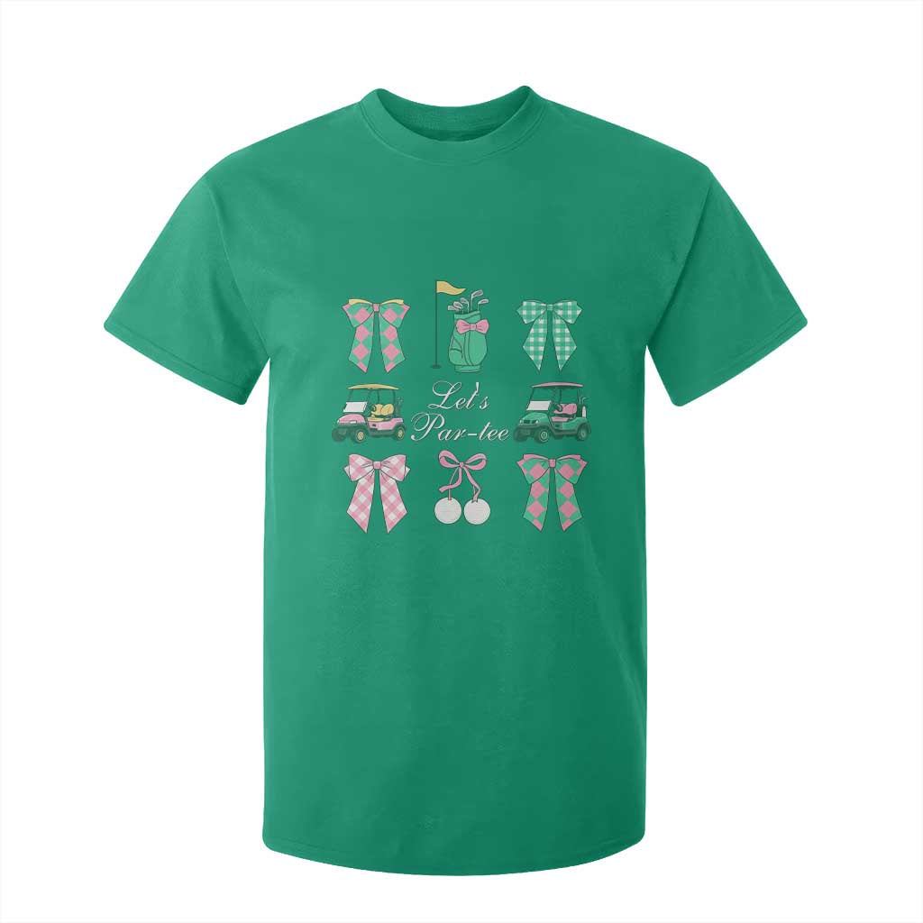 Lets Par-tee Coquette Golf Bows T Shirt For Kid Preppy Pink and Green Golf Cart n Bag Golfing Lover Club TS02 Irish Green Print Your Wear