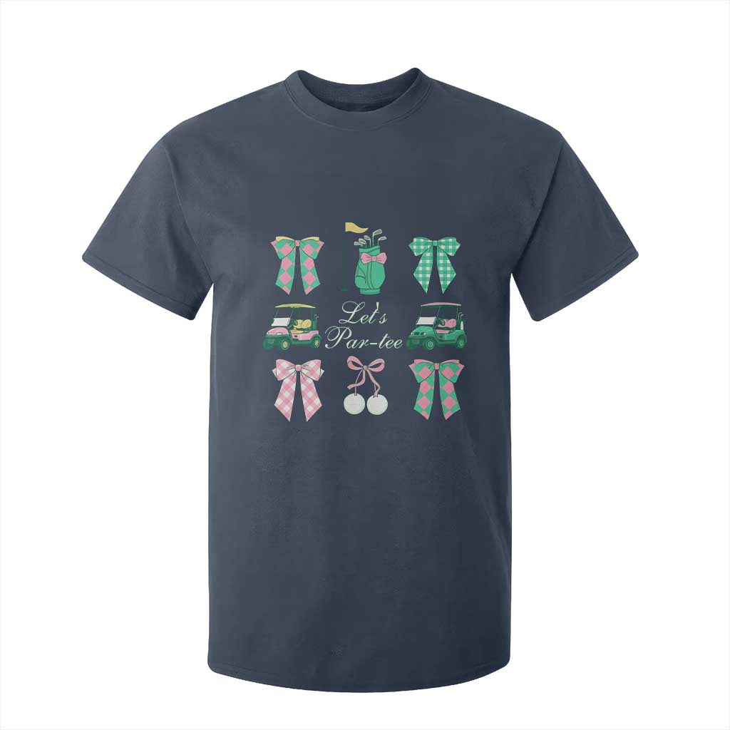Lets Par-tee Coquette Golf Bows T Shirt For Kid Preppy Pink and Green Golf Cart n Bag Golfing Lover Club TS02 Navy Print Your Wear